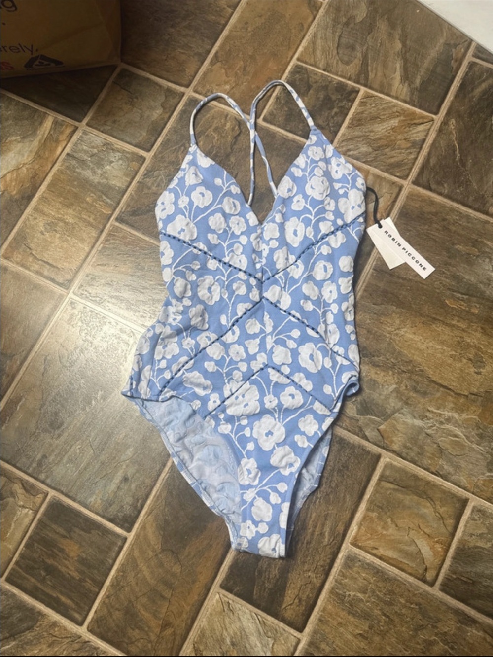Robin Piccone Blue Ribbed Swimwear